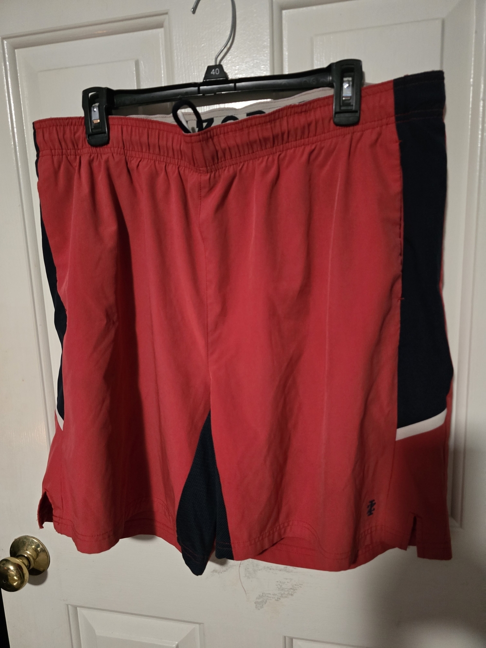 Izod Red Swim/Board Shorts with Navy Waistband Text